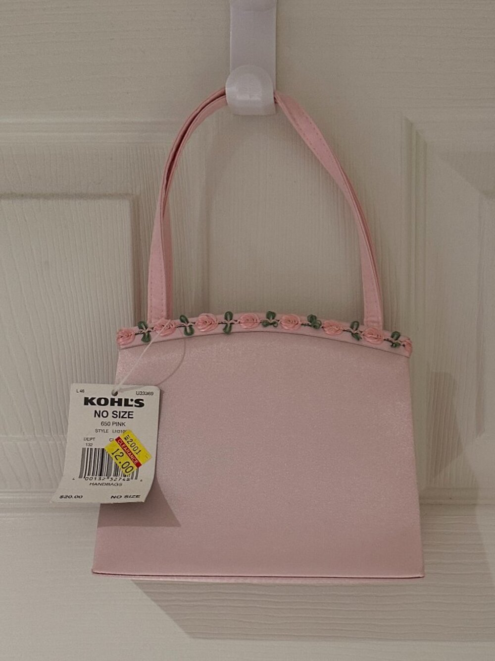 Vintage Kohl's Satin Pink with Flowers Purse